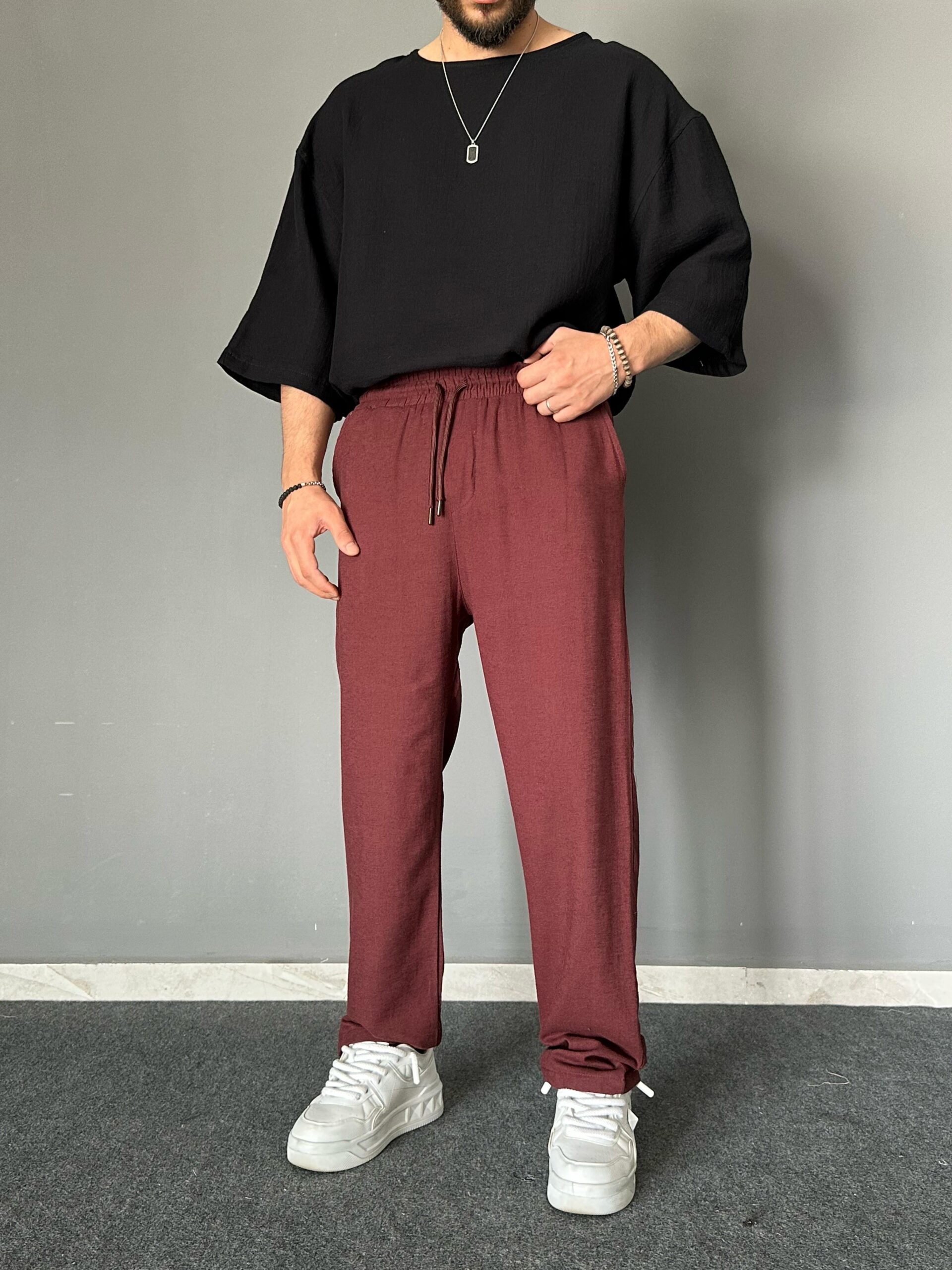 Ham Keten Kahve Baggy Jogger