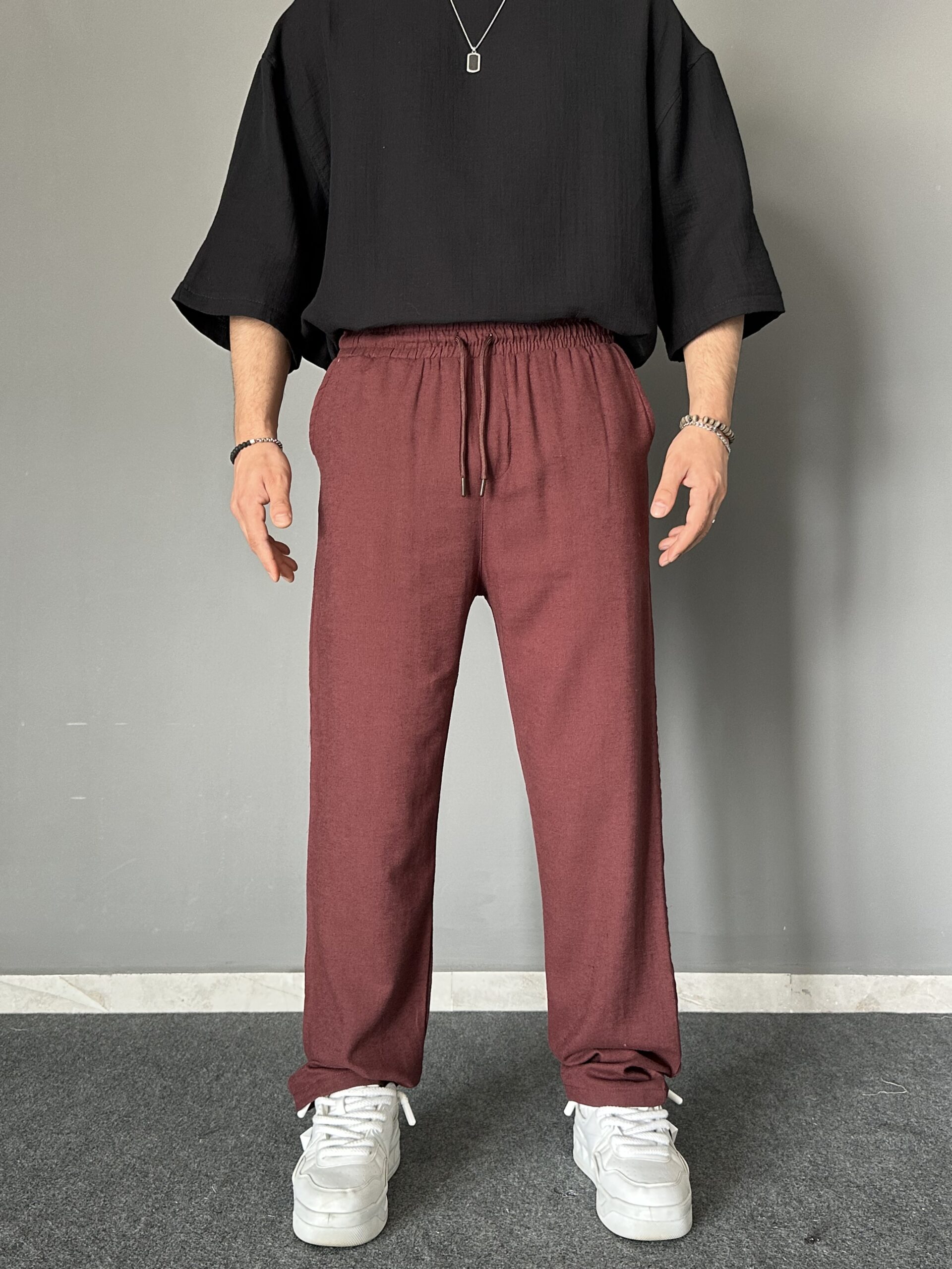Ham Keten Kahve Baggy Jogger